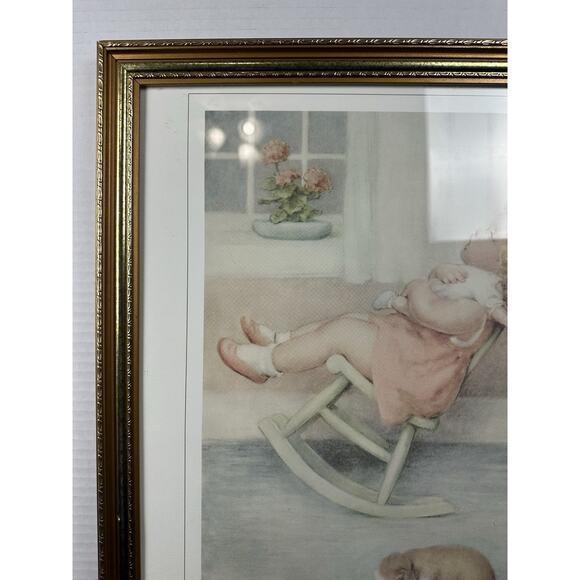 Vintage THE LULLABY By Bessie Pease Gutman Wood Frame Ivory Mat Art Print - Picture 3 of 10